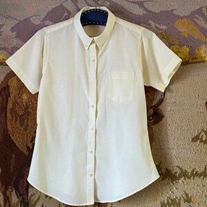 Mills Co. Uniform Womens Sz M Shirt Button Up Short Sleeve Light Yellow